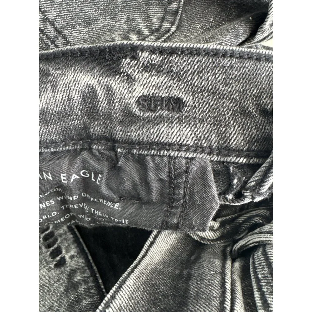 American Eagle Men’s Next Level Flex Slim Black Washed‎ Jeans 28x28